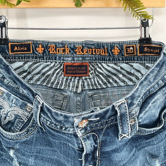 Rock Revival Jeans Size 30 Alivia Straight Leg  Low Rise - Picture 11 of 16